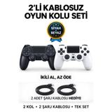Maybax 2'li Kablosuz Oyun Kolu Seti Bluetooth Titreşimli Şarjlı PC Laptop Tablet Telefon Uyumlu Siyah ve Beyaz