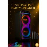 Maybax CİO 100W Hoparlör Gitar Saz Girişli Çift Mikrofon Karaoke Parti Ses Sistemi 80 CM Dijital Ekran Bass