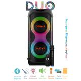 Maybax DUO XL Taşınabilir Mikrofonlu 20x2 W Kablosuz Mikrofon Ses Kayıt Bluetooth Hoparlör Led Işıklı