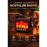 Maybax Şömine Efektli Bluetooth Hoparlör FM Radyo USB TF Kart Destekli Solar Şarjlı Nostaljik Müzik Kutusu