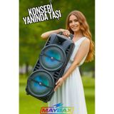 Maybax YÜKSEK BASS ÇİFT HOPARLÖR IŞIKLI MİKROFONLU KUMANDALI BT/TF/USB/FM BLUETOOTH HOPARLÖR