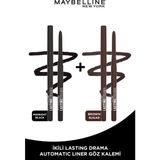 Maybelline Lasting Drama Automatic Liner Midnight Black Göz Kalemi & Maybelline New York Lasting Drama Automatic Liner Kahverengi Göz Kalemi Ikilisi