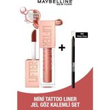Maybelline Lifter Gloss 009 Dudak Parlatıcısı + Mini Tattoo Liner Jel Göz Kalemi Seti
