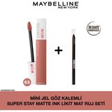 Maybelline Mini Jel Göz Kalemi + Vinyl Ink 65 Seductress Likit Parlak Ruj Seti