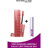 Maybelline Mini Surreal Maskara + Super Stay Vinyl Ink 15 Peachy Likit Parlak Ruj