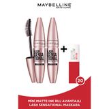 Maybelline New York 2'li Lash Sensational Siyah Maskara + Mini Super Stay Matte Ink Likit Mat Ruj 20 - Pioneer