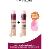 Maybelline New York 2'li Maybelline Instant Anti Age Eraser Kapatıcı -01 Light Pembe Sünger Hediyeli