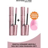 Maybelline New York 2'li Maybelline New York Maskara Lash Sensational Sky High - Ekstra Siyah Pembe Sünger Hediyeli