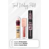 Maybelline New York Eraser Kapatıcı 06, Sky High Maskara Cosmic Black Ve Dudak Parlatıcı 016 Rust