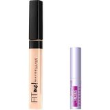 Maybelline New York Fit Me Kapatıcı 15 Fair & Mini Falsies Surreal Maskara 4.7 ml Makyaj Seti - 001 Brown