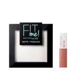 Maybelline New York Fit Me Matte Poreless Pudra 90 Translucent Transparan Mini Super Stay Matte Ink Likit Mat Ruj 65 Seductress Makyaj Seti