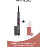 Maybelline New York Hyper Precise All Day Eyeliner - 701 Matte Onyx - Mat Siyah + Mini Matte Ink Likit Mat Ruj - 65 Seductress