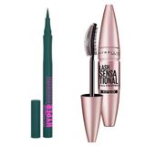 Maybelline New York Hyper Precise All Day Eyeliner- 730 Jungle & Lash Sensational Yelpaze Etkili Siyah Maskara Makyaj Seti