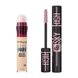 Maybelline New York Instant Anti Age Eraser Kapatıcı - 00 Ivory & Lash Sensational Sky High Cosmic Black Maskara Makyaj Seti
