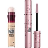 Maybelline New York Instant Anti Age Eraser Kapatıcı - 00 Ivory & Lash Sensational Sky High Maskara Makyaj Seti - 001 Brown