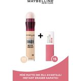 Maybelline New York Instant Anti Age Eraser Kapatıcı - 00 Ivory + Mini Matte Ink Likit Mat Ruj - 15 Lover