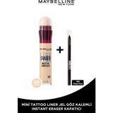 Maybelline New York Instant Anti Age Eraser Kapatıcı - 00 Ivory + Tat Liner Gel Pencil Göz Kalemi Mini