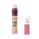 Maybelline New York Instant Anti Age Eraser Kapatıcı 01 Light 6.8 ml & Mini Super Stay Matte Ink Likit Mat Ruj - 15 Lover Makyaj Seti