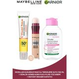 Maybelline New York Instant Anti Age Eraser Kapatıcı 01 Light +C Vitamini Parlak Günlük Güneş Koruyucu Fluid Yüz Kremi Işıltılı Doku + Micellar Kusursuz Makyaj Temizleme Suyu 100 ml