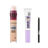Maybelline New York Instant Anti Age Eraser Kapatıcı - 01 Light & Maybelline New York Super Lock Brow Glue Kaş Sabitleyici Maskara & Maybelline Tattoo Mini Jel Göz Kalemi Hediyeli