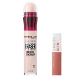 Maybelline New York Instant Anti Age Eraser Kapatıcı 03 Fair Mini Super Stay Matte Ink Likit Mat Ruj 65 Seductress Makyaj Seti