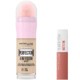 Maybelline New York Instant Perfector Glow 4 Etki 1 Arada Fondöten 01 Light Mini Super Stay Matte Ink Likit Mat Ruj 65 Seductress Makyaj Seti