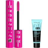 Maybelline New York Lash Sensational Firework Maskara & Mini Fit Me Matte - Poreless Matlaştırcı Makyaj Bazı Makyaj Seti - 001 Brown