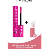 Maybelline New York Lash Sensational Firework Maskara + Mini Matte Ink Likit Mat Ruj - 15 Lover - Siyah