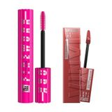 Maybelline New York Lash Sensational Firework Maskara & Super Stay Vinyl Ink Uzun Süre Kalıcı Likit Parlak Ruj 35 Cheeky Makyaj Seti