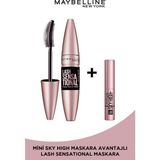 Maybelline New York Lash Sensational Intense Black Maskara Ekstra Siyah ve Sky High Mini Maskara Özellikli