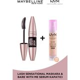 Maybelline New York Lash Sensational Intense Black Maskara & Nyx Bare With Me Concealer Serum 02 Ikilisi - Ultra Black