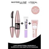 Maybelline New York Lash Sensational Maskara & Super Lock Kaş Sabitleyici & Glotion All-in-one 903 Mini