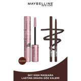 Maybelline New York Lash Sensational Sky High Brown Kahverengi Maskara& Lasting Drama Liner Göz Kalemi Brown Sugar