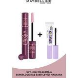 Maybelline New York Lash Sensational Sky High Burgundy Haze Maskara & Super Lock Brow Glue Kaş Sabitleyici Maskara