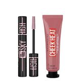 Maybelline New York Lash Sensational Sky High Cosmic Black Maskara + Cheek Heat Likit Allık (15 Nude Burn)