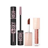 Maybelline New York Lash Sensational Sky High Cosmic Black Maskara + Lifter Gloss Nemlendirici Dudak Parlatıcısı- 009 Topaz Makyaj Seti