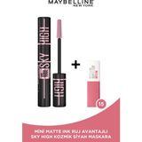Maybelline New York Lash Sensational Sky High Cosmic Black Maskara + Mini Matte Ink Likit Mat Ruj - 15 Lover - Siyah