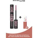 Maybelline New York Lash Sensational Sky High Cosmic Black Maskara + Mini Matte Ink Likit Mat Ruj - 65 Seductress - Siyah
