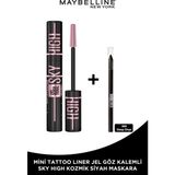 Maybelline New York Lash Sensational Sky High Cosmic Black Maskara + Tat Liner Gel Pencil Göz Kalemi Mini - Siyah