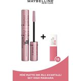 Maybelline New York Lash Sensational Sky High Maskara + Mini Matte Ink Likit Mat Ruj - 15 Lover - Siyah