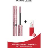 Maybelline New York Lash Sensational Sky High Maskara + Mini Matte Ink Likit Mat Ruj - 20 Pioneer - Siyah