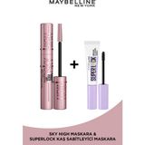 Maybelline New York Lash Sensational Sky High Maskara + Super Lock Brow Glue Kaş Sabitleyici Maskara - Siyah