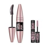 Maybelline New York Lash Sensational Yelpaze Etkili Intense Black Maskara - Ekstra Siyah 9.5 ml & Mini Lash Sensational Sky High Cosmic Black Maskara Makyaj Seti