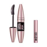Maybelline New York Lash Sensational Yelpaze Etkili Intense Black Maskara Ekstra Siyah 9.5 ml & Mini Lash Sensational Sky High Maskara Makyaj Seti