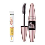 Maybelline New York Lash Sensational Yelpaze Etkili Intense Black Maskara Ekstra Siyah C Vitamini Parlak Aydınlatıcı Göz Kremi Set