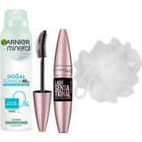 Maybelline New York Lash Sensational Yelpaze Etkili Intense Black Maskara - Ekstra Siyah & Mineral Doğal Ferahlık Sprey Deodorant & Duş Lifi Hediyesi - 001 Brown