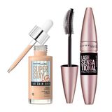 Maybelline New York Lash Sensational Yelpaze Etkili Intense Black Maskara Ekstra Siyah Super Stay Skin Tint Fondöten 10 Makyaj Seti