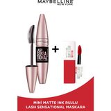 Maybelline New York Lash Sensational Yelpaze Etkili Maskara - Ekstra Siyah Mini Matte Ink 20 Pioneer Hediyeli