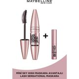Maybelline New York Lash Sensational Yelpaze Etkili Siyah Maskara + Sky High Mini Maskara