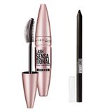 Maybelline New York Lash Sensational Yelpaze Etkili Siyah Maskara + Tattoo Liner Jel Göz Kalemi, 900 Deep Onyx (Siyah) Makyaj Seti